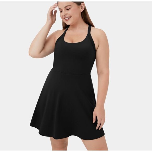 Halara Exercise Dress Sz 3XL Womens Black Backless Cut Out Twisted Side Pocket 2 - Picture 4 of 13